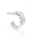 TINY SILVER HELIX HOOPS WITH RHINESTONES