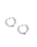 SMALL WHITE ENAMEL OVER SILVER HOOPS