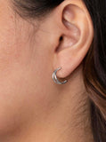 SILVER CRESCENT HUGGIE HOOPS