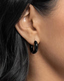 SMALL BLACK ENAMEL OVER SILVER HOOPS