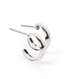 SILVER CONCAVE HUGGIE HOOPS