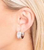SMALL HUGGIE WIDE SILVER HOOPS