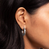 MEDIUM THICK SILVER ROUNDED SQUARE HOOPS