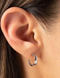 SILVER CONCAVE HUGGIE HOOPS