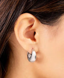 SMALL SILVER BEVELED HOOPS